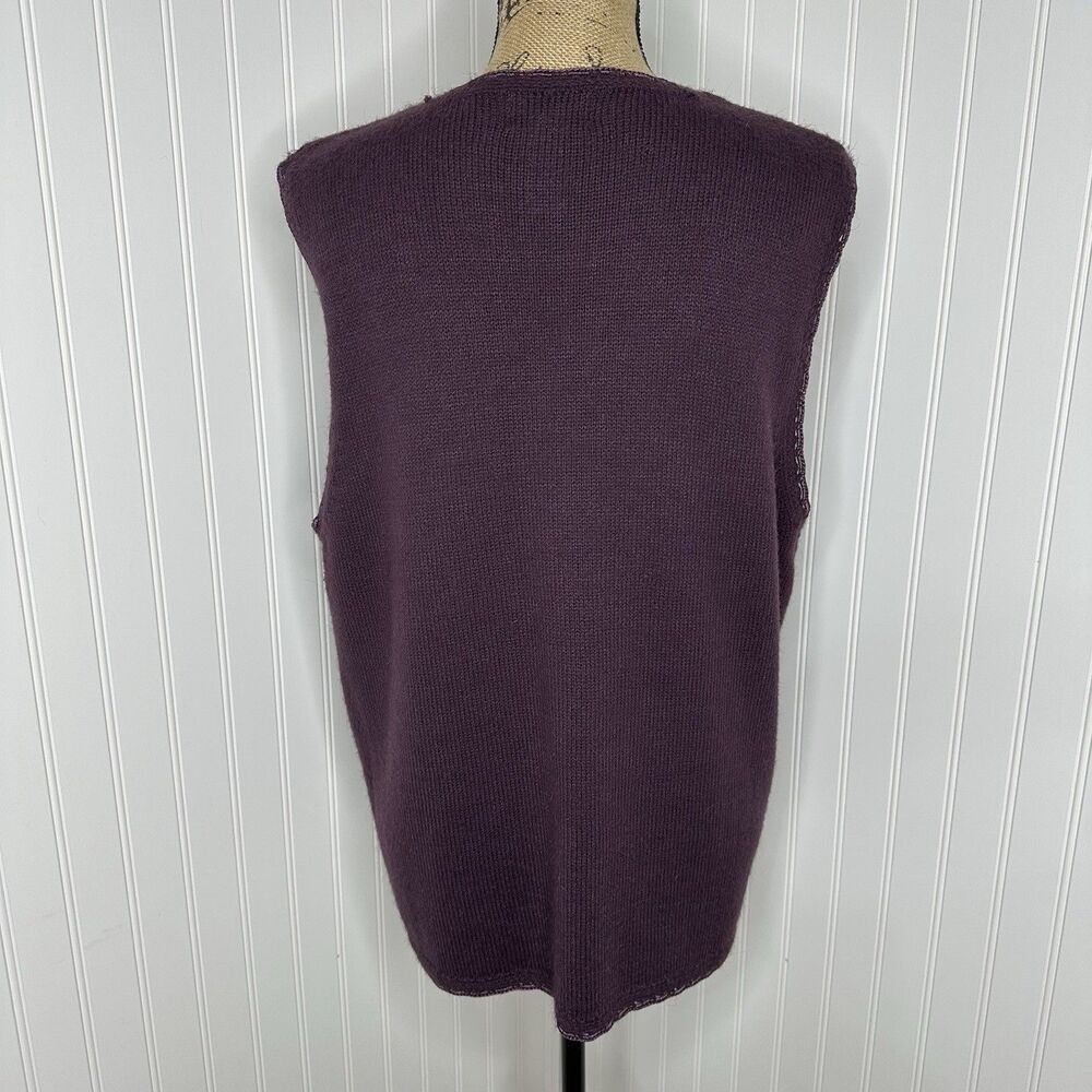 Koret Embroidered Sweater Vest Sz M Purple Dark Academia‎ Preppy Professor Vtg - Picture 3 of 15